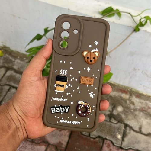 Image of Outlouders Back Cover for Samsung Galaxy A26 5G | 3D Cartoon Bear Cute Fun Silicone Full Body Protection Bumper Case (Brown)