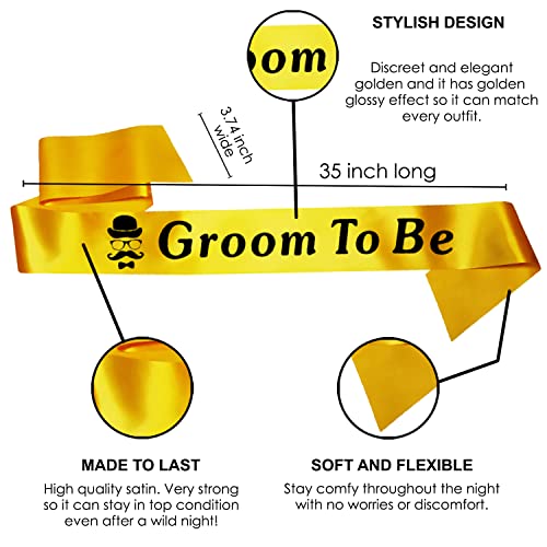 Image of Party Propz Groom to Be Decoration Set Combo - 16Pcs Set Groom to Be Balloon, Champagne & Cheers Foil, Metallic Balloons and Yellow Sash for Bachelorette Party Decorations