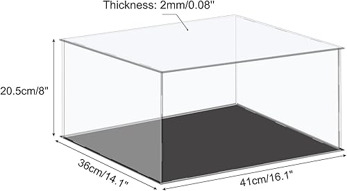 Miniatura 2 de MECCANIXITY Vitrina de acrílico, caja de plástico, caja de almacenamiento, transparente, pequeña, a prueba de polvo, 16.1 x 14.1 x 8 pulgadas para