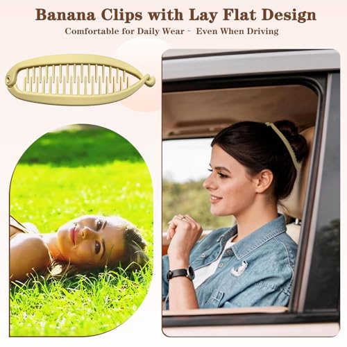2 pinzas banana pequeñas para cabello fino, estilo retro, color beige marrón, set de 2 piezas miniatura 6