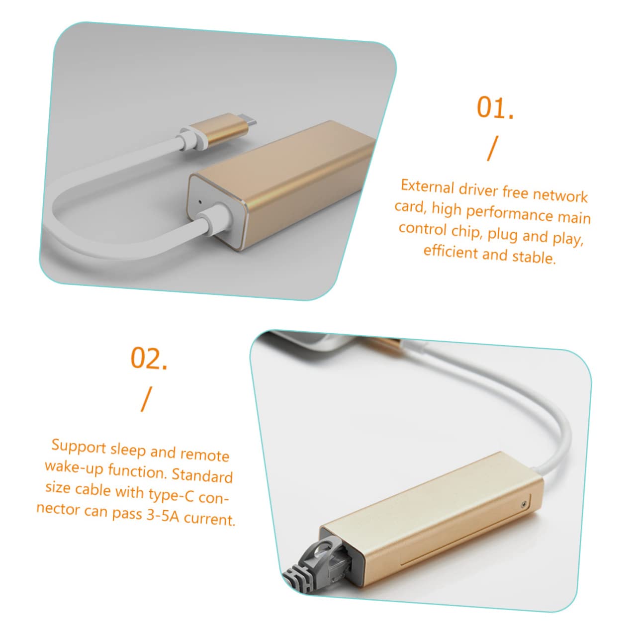 Hemobllo 4kawałki Adapter Ethernet Usb-c Do Lan Mbps Gigabit Network Adapter Bez Sterowników Kompaktowy i Lekki Idealny Do Laptopów i Komputerów Stacjonarnych Łatwy Użyciu