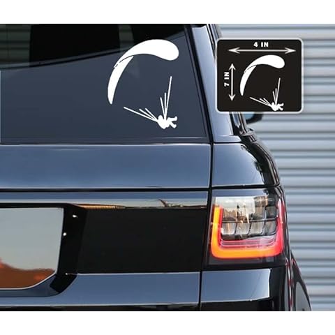 Printbeat Man Paragliding Vinyl Decals Stickers for Cars, Vans, Trucks, and laptops (White 7x4) Cover