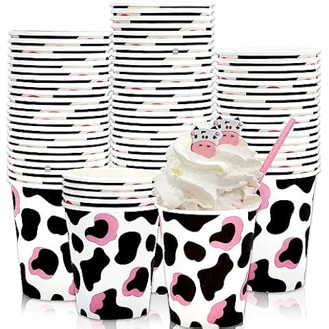 Whaline 50 Cow Print Disposable Cups Cover