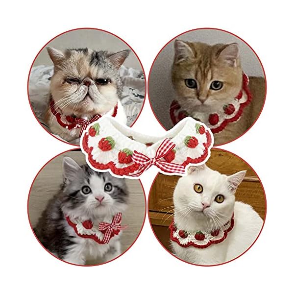 Cat collar breakaway kitten collar with cute bow tie and strawberry pattern comfortable for kitty and some puppies (s) - image 6