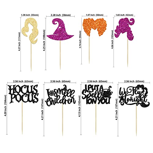 Gyufise 24Pcs Hous Pcus Cupcake Toppers Glitter Witch Hair I Put A Spell On You I Smell Children Cupcake Toppers Halloween Hocus Pocus Baby Shower Gender Reveal Party Decorations #TOP1