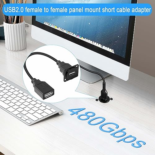 QIANRENON USB2.0 Panel Mount Short Cable Adapter USB 2.0 Female to Female Connector Coupler Fixed Mount Socket - Image 2