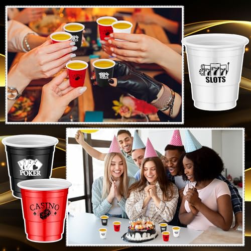 Ziliny 150 Pcs Casino Shot Glasses 2oz Casino Cups Plastic Tumbler Poker Dice Theme Cups for Las Vegas Birthday Game Night Wedding Party Favors Decorations Supplies by Ziliny - Image 6