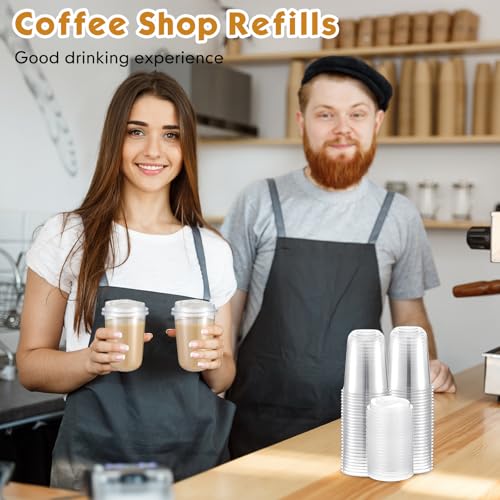 25 Sets 16oz Clear Plastic Cups with Lids - image 7