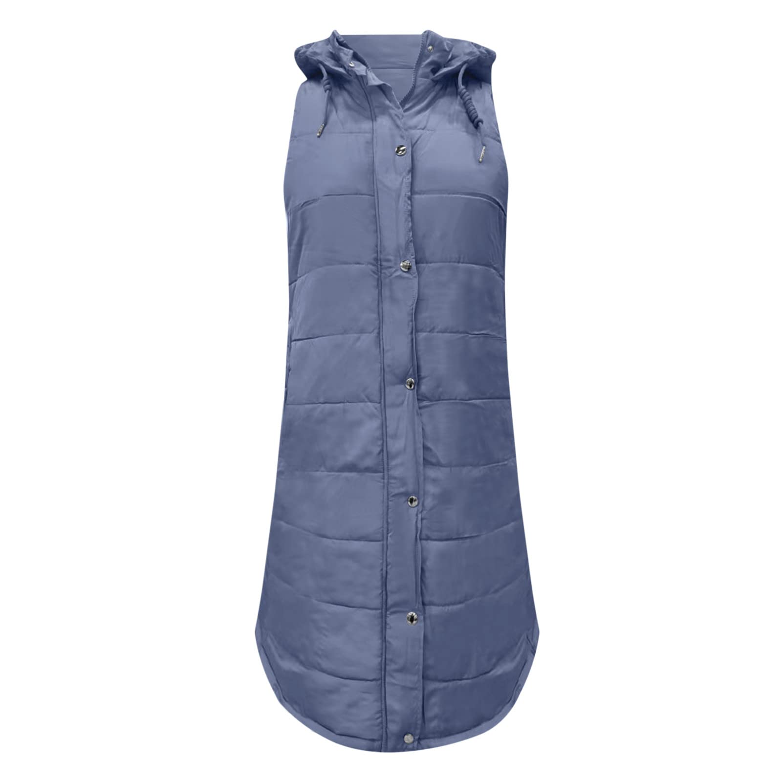 Veste matelassée pour femme - Long manteau d'hiver avec capuche - Sans manches - Manteau chaud et coupe-vent - Avec poches - Veste matelassée - Sport - Veste demi-saison - Tailles S à 5XL