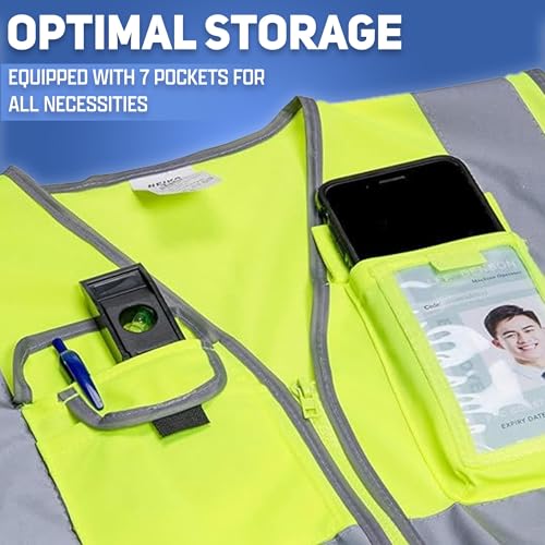 Image of NEIKO High Visibility Safety Vest ANSI Class 2, 7 Pockets