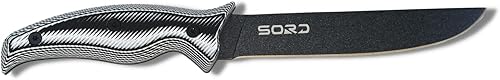 Miniatura 7 de SORD Cuchillo utilitario  Cuchillo de cebo de 5 pulgadas para pesca y corte de carne con vaina, cuchillo de cebo de acero al carbono afilado para