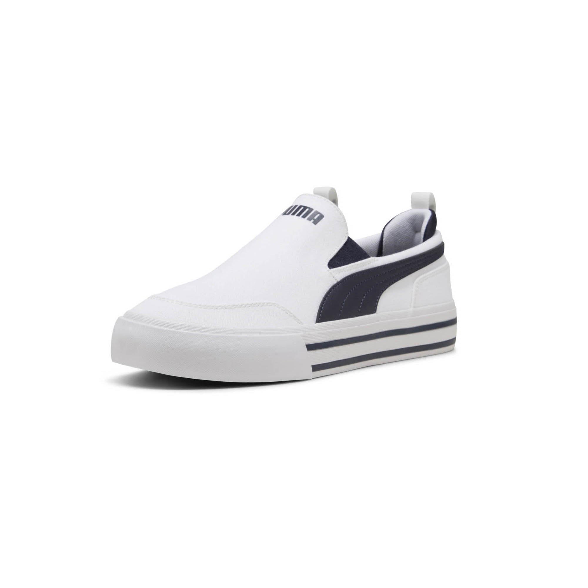 PUMA Men's Court Classic Vulc Slip On Shoes, White, 11.5