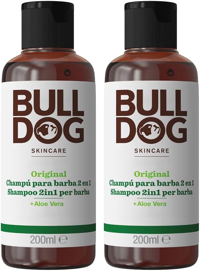 BULLDOG Skincare For Men Original Champu Y Acondicionador Barba - Blanco, 200 ml (Paquete De 2) con descuento