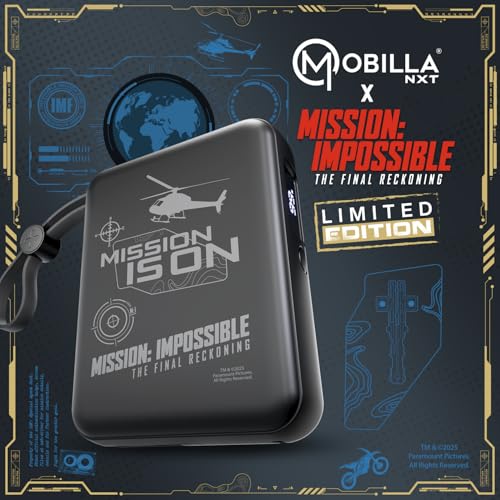 Image of Mobilla x Mission: Impossible - MPower X2 Limited Edition Powerbank | 27W High-Speed Output | 10000mAh Battery | Built-In Type-C & Lightning Cables | Dual Fast Charging Ports | Battery Display (Black)