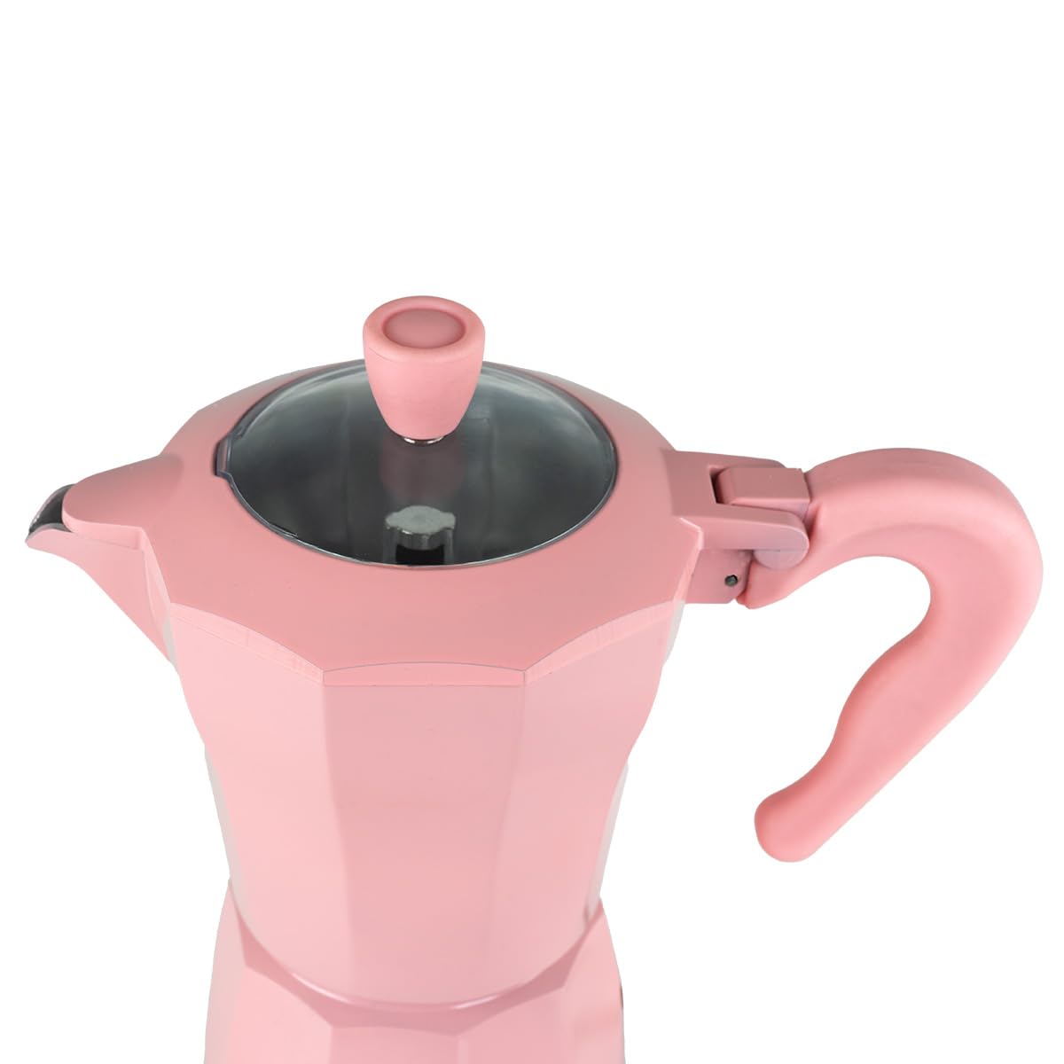 Jocca Elektrische italienische Kaffeemaschine, Rosa, 6 Tassen | 360° drehbarer Sockel | Warmhaltesystem | Kaltgriff | 480 W ohne Kabel