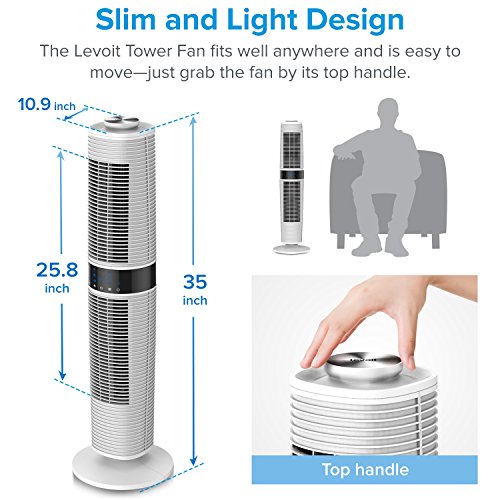 LEVOIT LV373 Tower Fan Oscillating with Remote Control, Standing Floor