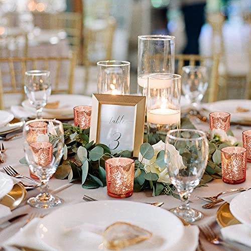 Darjen 24Pcs Rose Gold Votive , Mercury Glass , Tealight Candle Holder For Wedding Centerpieces, Party Decor & Table Centerpiece #TOP5