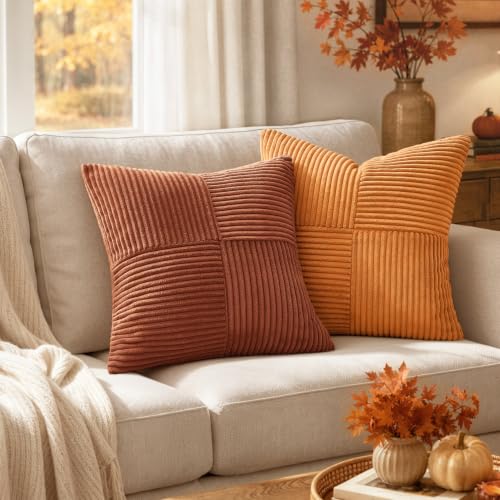 Image of MIULEE Fall Rust Boho Decorative Throw Pillow Covers for Couch 18x18 Inch