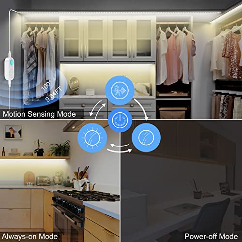 Dual Sensor Stair Lights Indoor, Plug-In Motion Activated Step Light Strip Indoor With Double Motion Sensor, Dimmer, Delay Timer For Stairway, Double Bed, Corridor, Warm White 3000K, 16.4Ft, 150 Leds #TOP4