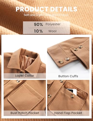 Omoone 2025 Winter Elegant Womens Pea Coat Mid Long Wool Coat Wool Blend Trench Coat with Pockets2