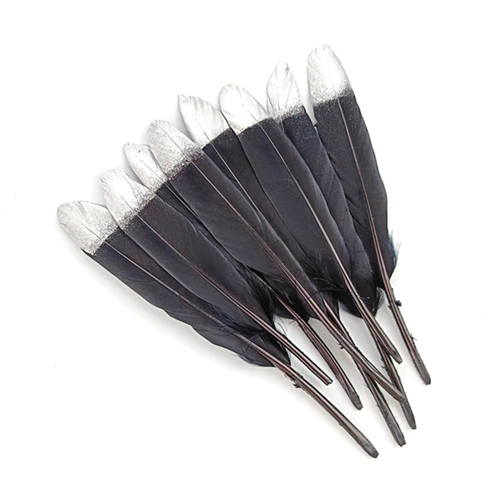 Atrapasueños diy costura pluma decoración negro oro de ganso pato 10-15cm accesorios manualidades