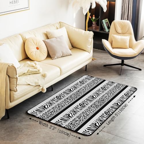 Tapis de sol anti-tache avec support caoutchouc imprimé léopard