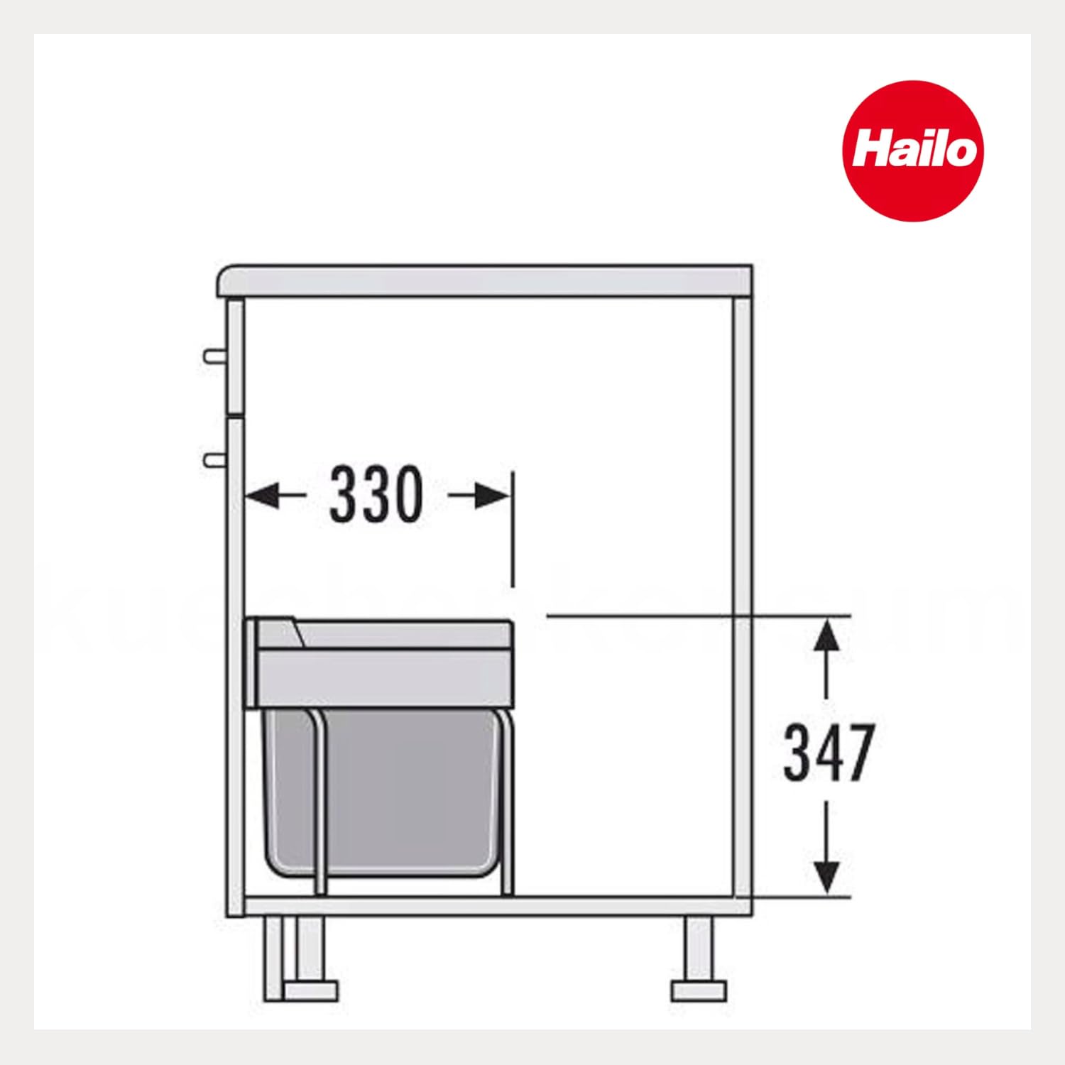 Hailo Abfallsammler 3644901 | 2fach Raumspar Tandem | 18 + 12L Inneneimer | ab 50 cm breiten Unterschrank mit Drehtür | Dunkelgrau