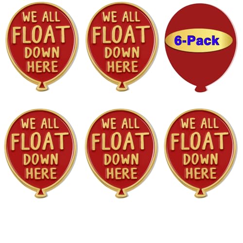 Image of 6 /12 /50 /100Pack Red Balloon inchWe All Float Down Here inch Enamel Lapel Pins Bulk - Metal Horror Lapel Badge Brooch Pin