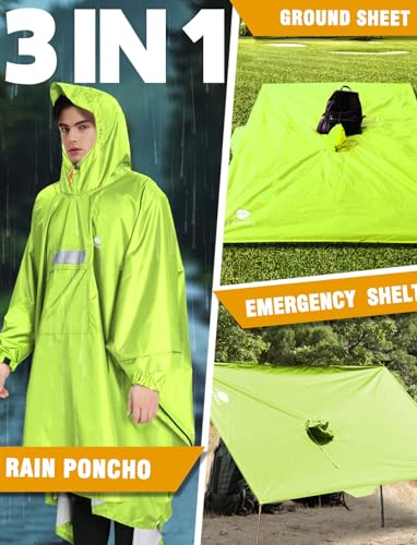 Image of ANYOO Hooded Rain Poncho for Adults Waterproof Lightweight Rain Coat for Men Women Reusable Rain Jacket for Emergency Outdoor