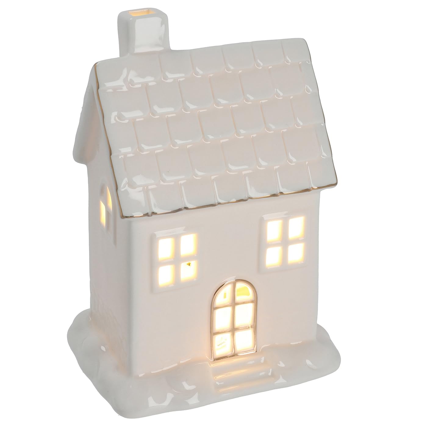 Shudehill Giftware White Cosy Lane Led Light Up Warm Cosy House With Shingle Roof Home Decoration Sculpture - Large