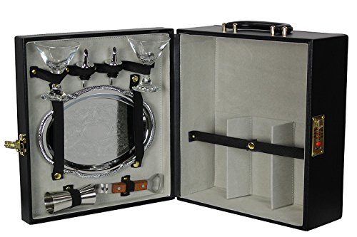 Customizable Portable Travel Bars (Leather Three Bottle W/Tray)