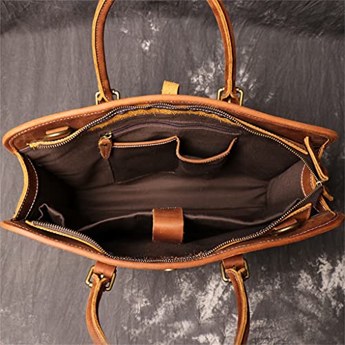 Genuine Leather Handheld Men's Briefcase Shoulder File Bag Handmade Cross Computer Bag2