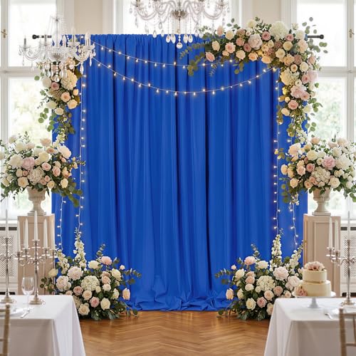 Image of Royal Blue Backdrop Curtains Polyester: 6 Panels 5ft x 10ft Photography Backdrop Drapes - Wedding Party Birthday Decorations