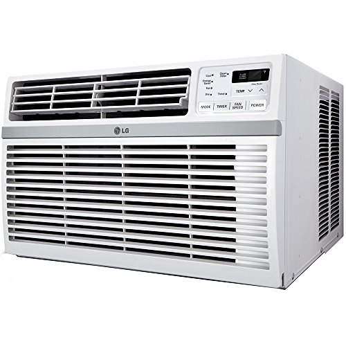LG 8,000 BTU Window Air Conditioner, 115V, Cools 340 Sq.Ft. for Bedroom, Living Room, Apartment, Quiet Operation, Electronic Control with Remote, 3 Cooling & Fan Speeds, Auto Restart, White
