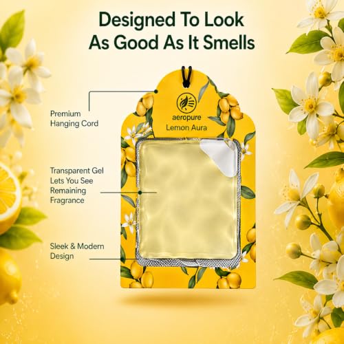 Image of Aeropure Gel Wink Hanging Car Perfume | Long-Lasting Gel Based Car Air Freshener | Car Accessories | Last Up to 30 Days | Lemon Aura - Pack of 4