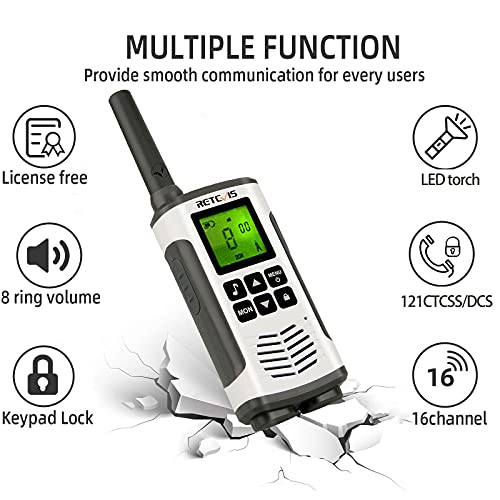 Retevis RT45 Walkie Talkie PMR446 Licentievrij 16 Kanalen VOX Dubbele Kracht Portofoons Zaklamp oplaadbaar Walkie Talkie… - Image 4