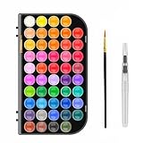 GETHPEN Watercolor Paint Set, 48 Colors Non-toxic Watercolor Paint with a Brush Refillable a Water Brush Pen and Palette, Washable Water Color Paints Sets for Kids, Adults, Beginners and Artists