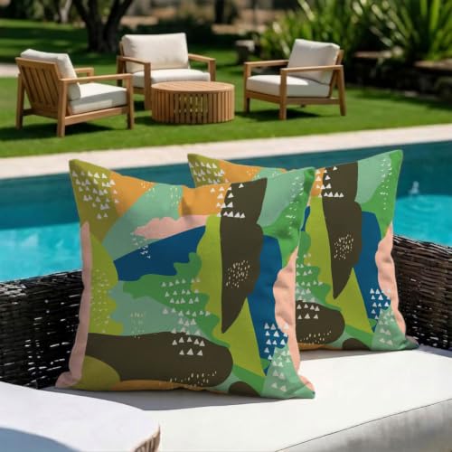 Housses de coussin extérieur 55x55 vert pour terrasse et balcon fleuri - 4