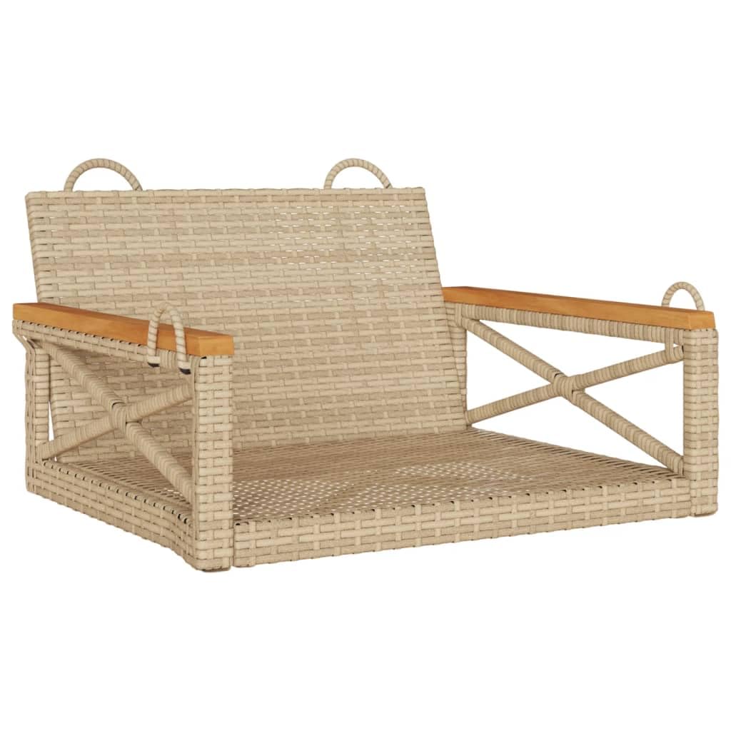 ZEYUAN Banco Columpio de ratán sintético Beige 63x62x40 cm, Columpio Jardin Exterior, Balancin Jardin Exterior, Muebles Jardin Exterior, Balancin Balcon - 368172