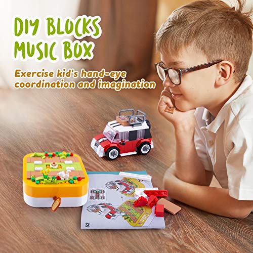 LIGHTDESIRE Music Boxes Building Blocks for Kids, Colorful Musical Rotating Car Wheels, Preschool Learning Toy Age 4-8 and up, Birthday Desktop Decoration Gifts for Girls Boys - Thumbnail 5