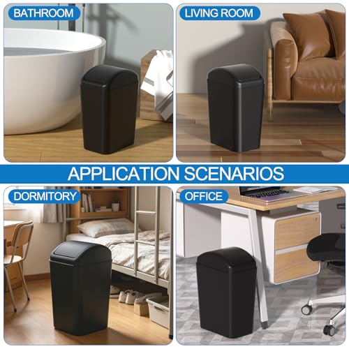 Image of Farmoon 16 L /4 Gallon Slim Plastic Trash Can, Swing Lid Garbage Bin, Black