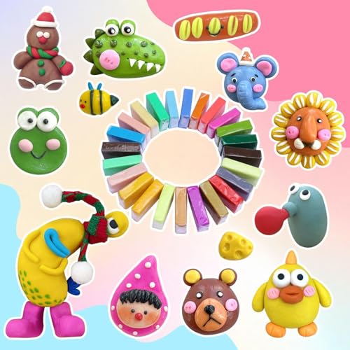 Arcilla de modelar infantil de 24 colores, masa de modelado autoendurecida de cerámica 8