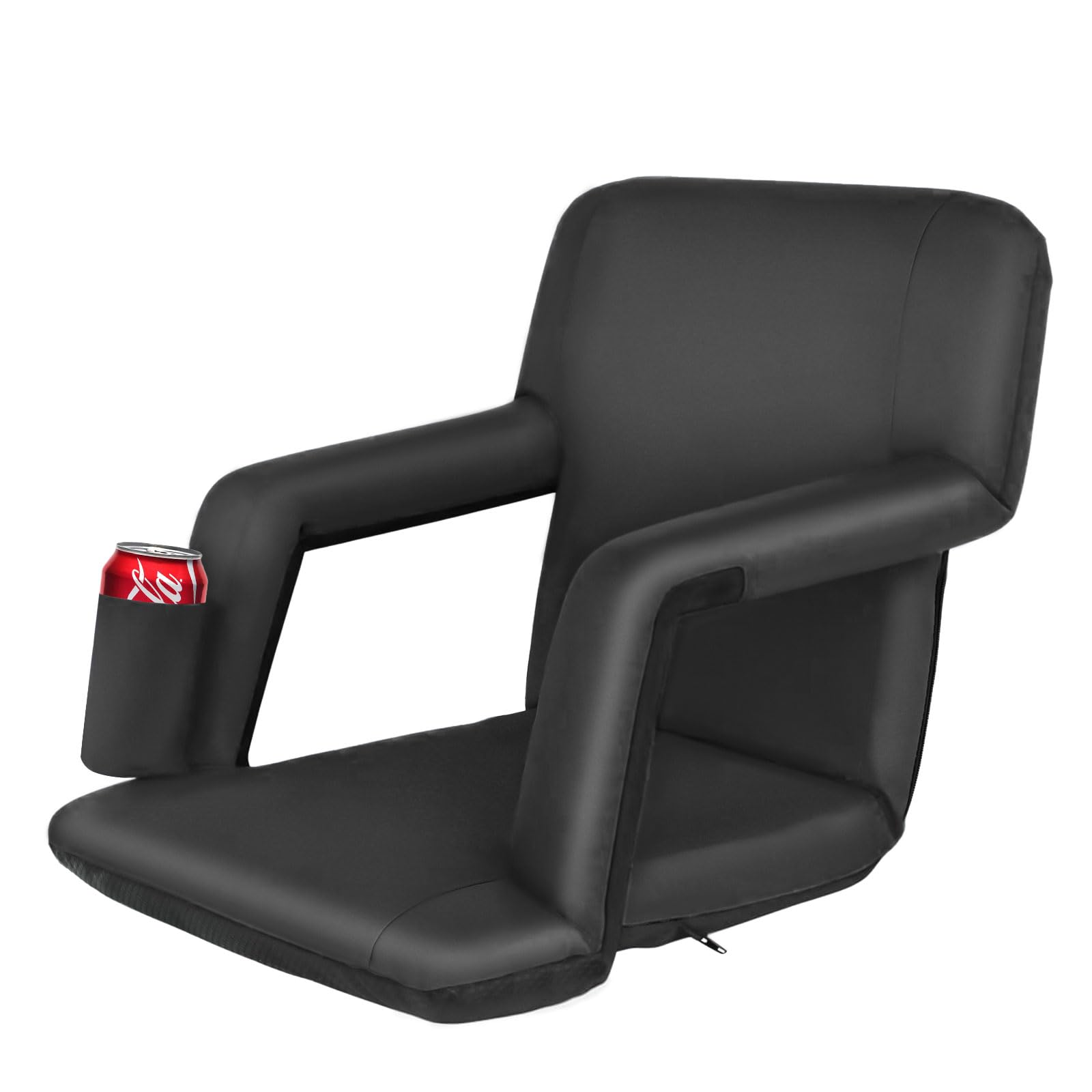 LEMY 20.5"/ 25" Wide Adjustable Stadium Seat for Bleachers Portable Water Resistant Stadium Chair with Back/Arms/Cushion for Outdoor or Indoor