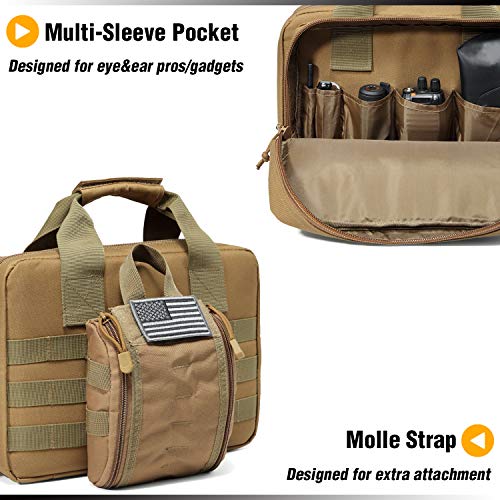 DBTAC Gun Range Bag XS | Tactical 1~2 Pistol Bag Firearm Shooting Case with Lockable Zipper for Handguns and Ammo (Tan) - Thumbnail 4