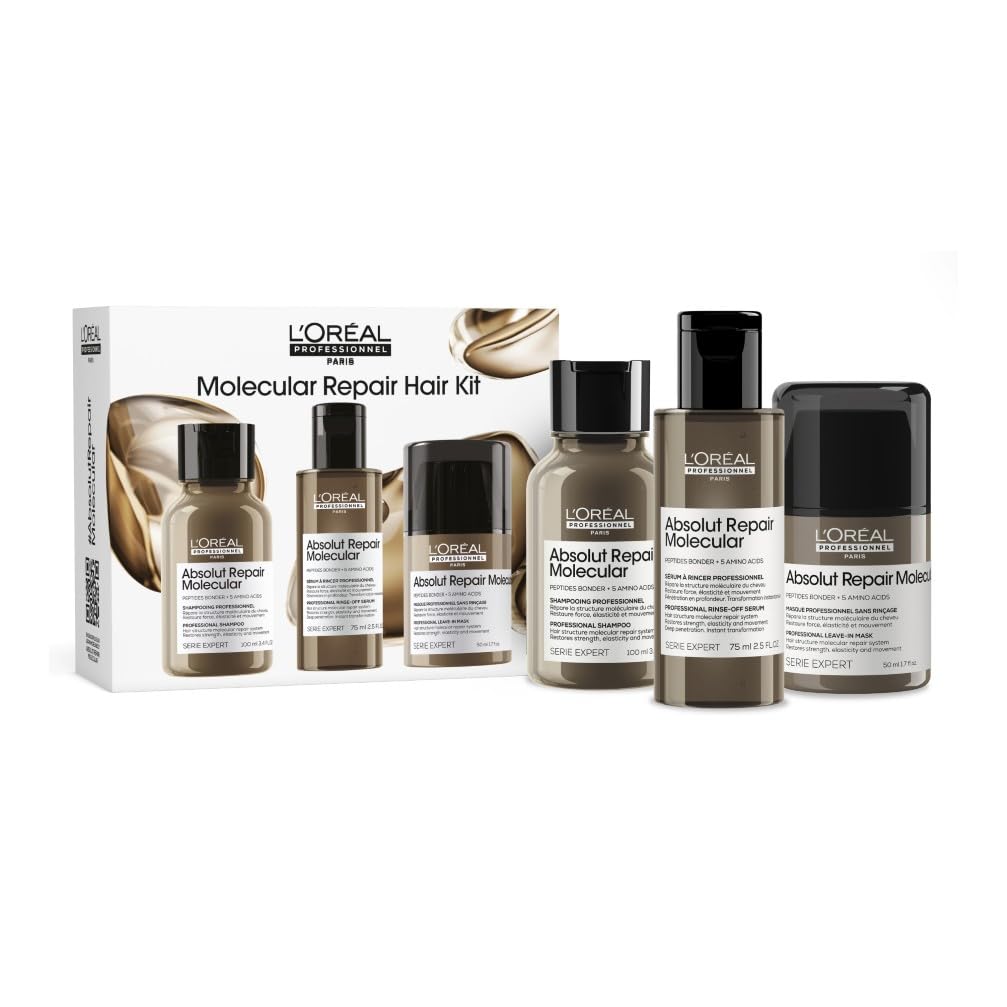 L'OREAL PROFESSIONNEL - Absolut Repair Molecular - Réparation & Thermoprotection - Cheveux Très Abîmés, Raides à Bouclés - Répare 2 Ans de Dommages - +97% de Force