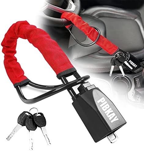 Pibkay Steering Wheel Lock, Car Anti Theft Steering Wheel Lock, Car Immobilizer Anti Theft with 3 Keys for Car Security Fit Most Vehicles Truck SUV Golf Cart(Red)