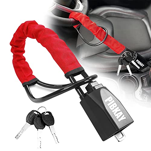 Pibkay Steering Wheel Lock, Car Anti Theft Steering Wheel Lock, Car Immobilizer Anti Theft With 3 Keys For Car Security Fit Most Vehicles Truck Suv Golf Cart(Red) #TOP25