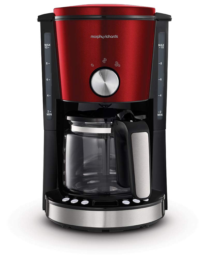 Evoke Red Filter Coffee Machine - 1.25L - 10 Cups - Pour Over Coffee Maker - 162522