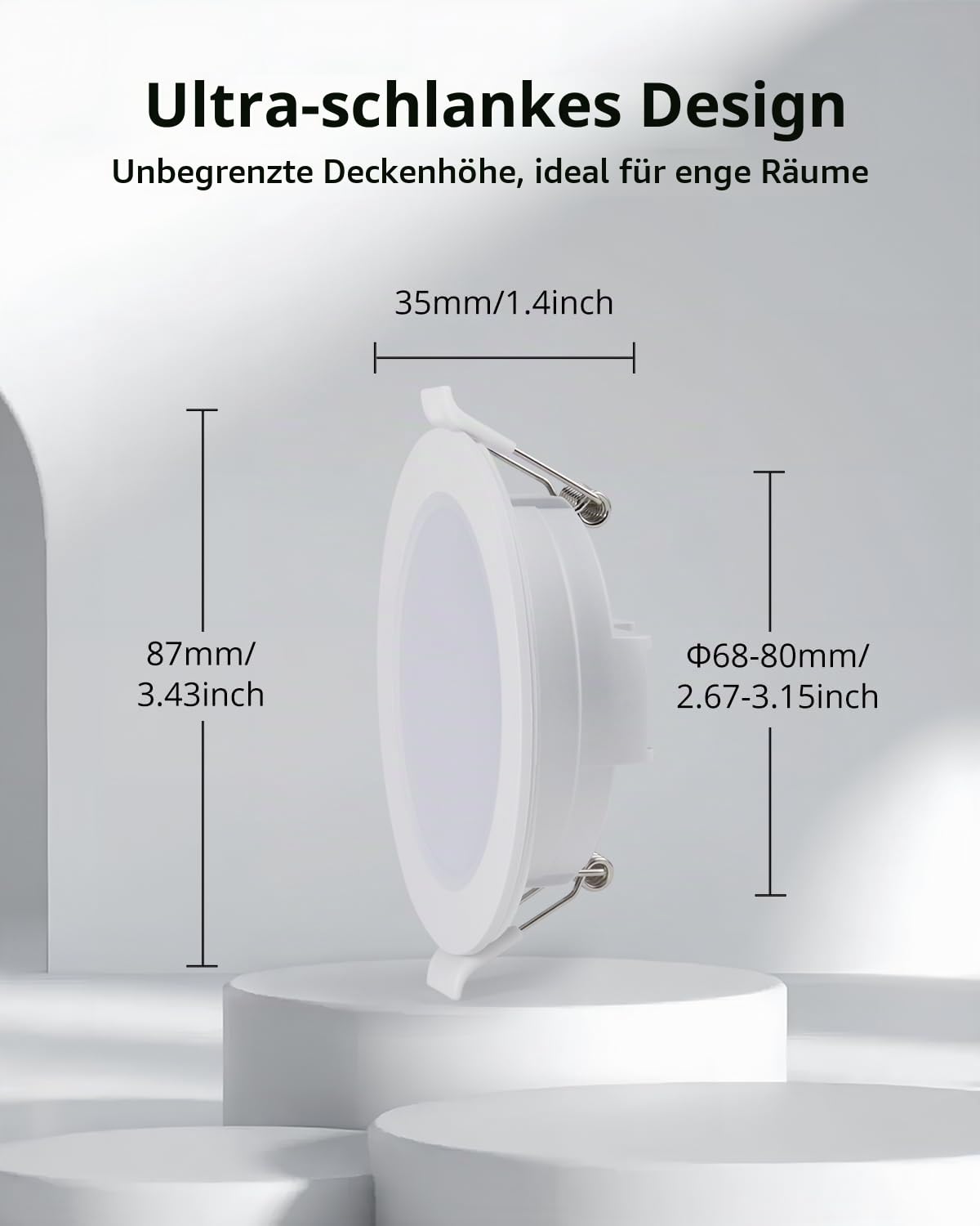 Gr4tec 6W LED Einbaustrahler 230V Dimmbar 2700K Warmweiß IP65, 20er Set | LED Spot Weiß 400LM, 35mm Ultraflach, Deckenspots 68mm-80mm Lochmaß, für Badezimmer Küche Wohnzimmer