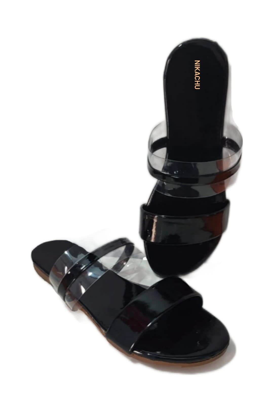 NIKACHU Women’s Trendy & Fashionable Flat Slippers in Transparent Style For Womens & Girls (Black, numeric_6) (B0BNG7DYCR) Amazon Price History, Amazon Price Tracker